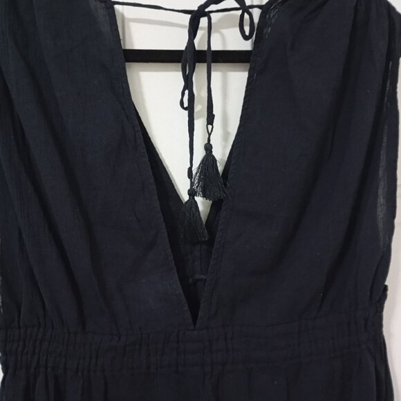 Kona Sol Maxi Dress Womens Black Sleeveless Size M 100% Cotton Beach Sumer - Picture 9 of 11